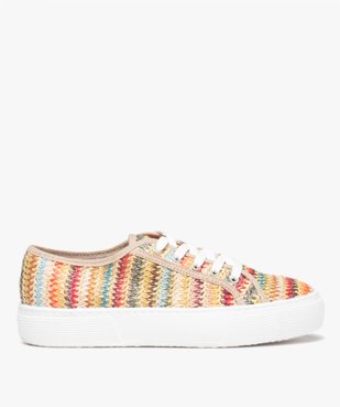 Baskets femme multicolores en toile et à talon compensé vue1 - GEMO (SPORTSWEAR) - GEMO