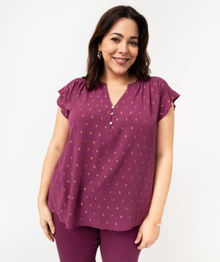 Blouse à manches courtes à volants femme grande taille vue2 - GEMO (G TAILLE) - GEMO