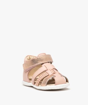 Sandales bébé fille en cuir avec détails scintillants vue2 - GEMO(BEBE DEBT) - GEMO