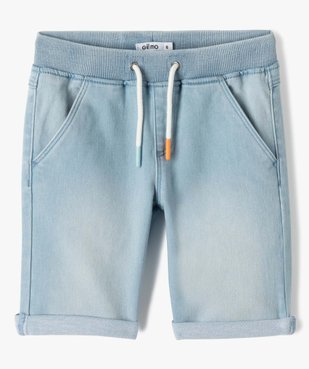 Bermuda en denim avec ceinture en bord-côte garçon vue2 - GEMO (ENFANT) - GEMO