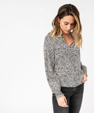 Blouse imprimée à manches longues avec détails froncés femme vue1 - GEMO(FEMME PAP) - GEMO