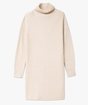 Robe pull pailletée en maille côtelée avec col roulé femme vue4 - GEMO(FEMME PAP) - GEMO