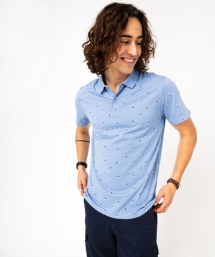 Polo manches courtes en jersey de coton à petits motifs homme vue5 - GEMO (HOMME) - GEMO