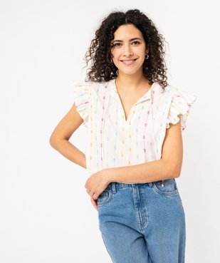 Blouse ample manches volantées à rayures multicolores femme vue1 - GEMO(FEMME PAP) - GEMO