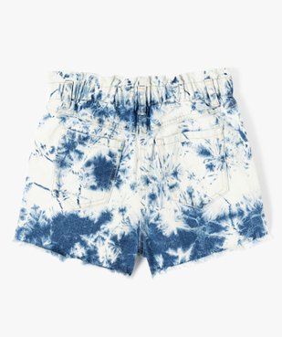 Short fille en denim délavé avec finitions franges vue4 - GEMO 4G FILLE - GEMO