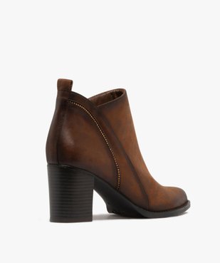 Bottines femme à talon et en suédine avec liserés en perles métallisées vue5 - GEMO(URBAIN) - GEMO