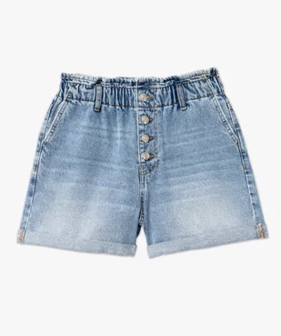 Short en jean coupe large ceinture élastique froncée femme vue4 - GEMO(FEMME PAP) - GEMO