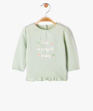 Tee-shirt à manches longues avec volant dans le bas bébé fille vue1 - GEMO 4G BEBE - GEMO