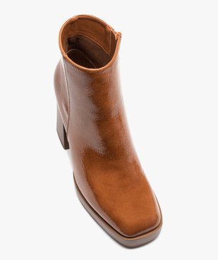 Boots femme vernies à talon haut avec bout carré  vue5 - GEMO(URBAIN) - GEMO