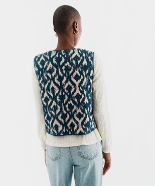 Gilet sans manches à motif ethnique femme vue3 - GEMO(FEMME PAP) - GEMO