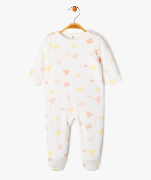 Pyjama en velours avec motifs oiseaux bébé fille  vue1 - GEMO 4G BEBE - GEMO