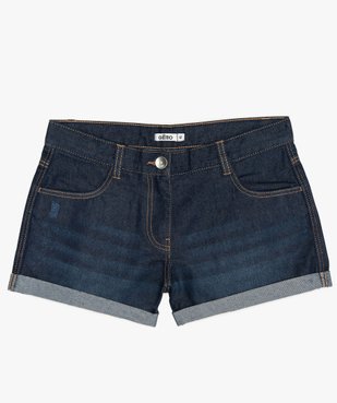 Short fille en jean avec revers cousus vue1 - GEMO (JUNIOR) - GEMO