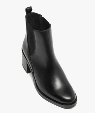 Bottines Chelsea en cuir à talon haut et large femme - Tanoo vue5 - TANEO - GEMO