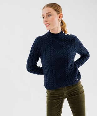 Pull en maille torsadée avec boutons fantaisie femme - LuluCastagnette vue1 - LULUCASTAGNETTE - GEMO