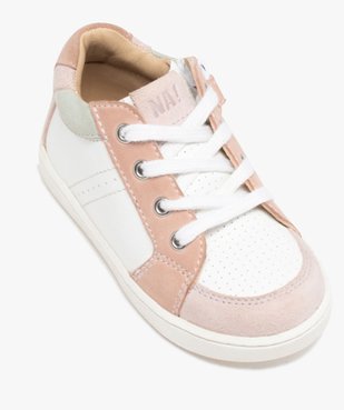 Baskets bébé fille dessus cuir à lacets et zip – NA! vue5 - NA! - GEMO