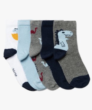 Chaussettes bébé garçon motif dinosaures (lot de 5)  vue1 - GEMO 4G BEBE - GEMO