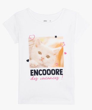 Tee-shirt fille à manches courtes imprimé fantaisie vue1 - GEMO (ENFANT) - GEMO