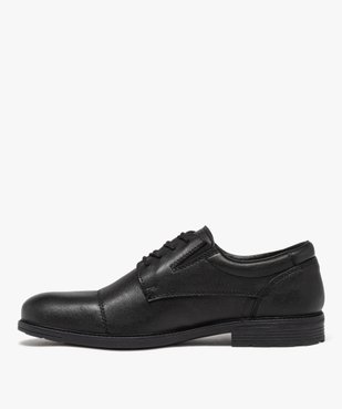 Derbies homme confort unis dessus en cuir à lacets vue3 - GEMO (CONFORT) - GEMO