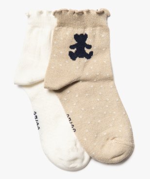 Chaussettes fantaisie à ourlet roulotté fille - LuluCastagnette (lot de 2) vue1 - LULUCASTAGNETTE - GEMO