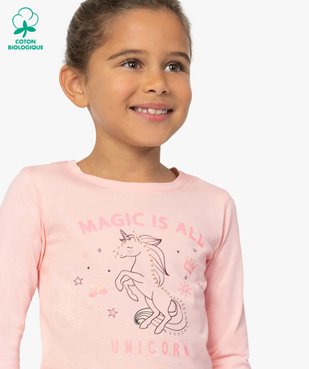 Tee-shirt fille à manches longues avec motif girly vue1 - GEMO 4G FILLE - GEMO