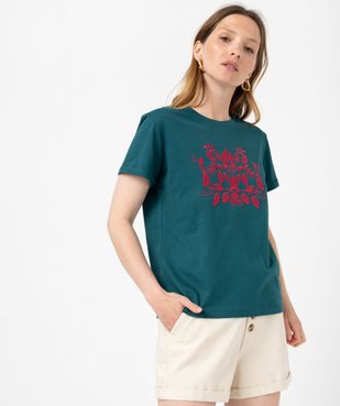 Tee-shirt manches courtes avec motif brodé femme vue2 - GEMO(FEMME PAP) - GEMO