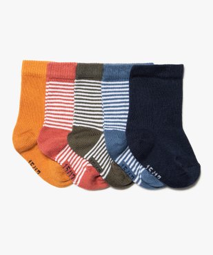 Chaussettes à rayures bébé (lot de 5) vue1 - GEMO 4G BEBE - GEMO