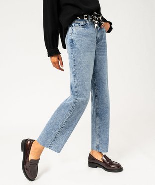 Jean délavé coupe cropped straight taille haute femme vue1 - GEMO(FEMME PAP) - GEMO