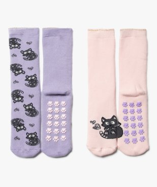 Chaussettes d’intérieur antidérapantes à motifs chats fille (lot de 2) vue1 - GEMO 4G FILLE - GEMO