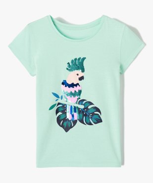 Tee-shirt fille à manches coutes et motif en sequins réversibles vue1 - GEMO 4G FILLE - GEMO