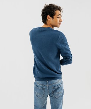 Pull en maille fantaisie en coton homme vue3 - GEMO (HOMME) - GEMO