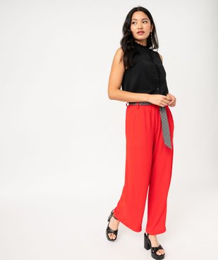 Pantalon large et fluide avec ceinture à motifs femme vue5 - GEMO(FEMME PAP) - GEMO