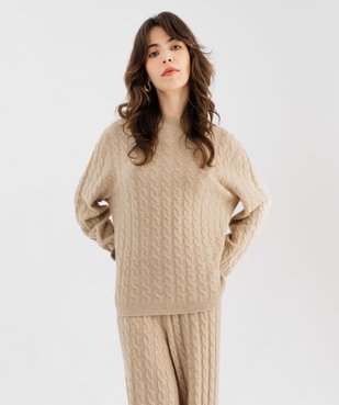 Pull large en laine à torsades femme vue5 - GEMO(FEMME PAP) - GEMO