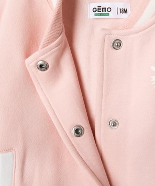 Sweat boutonné bicolore bébé fille vue4 - GEMO 4G BEBE - GEMO