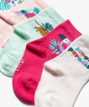 Chaussettes à motifs jungle bébé fille (lot de 5) vue2 - GEMO 4G BEBE - GEMO