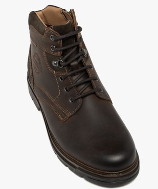 Boots homme dessus en cuir avec col suédé et semelle crantée vue6 - URBAN STEPS - GEMO