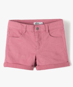 Short fille en coton stretch uni à revers vue1 - GEMO 4G FILLE - GEMO