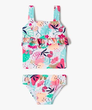 Maillot de bain bébé fille tankini imprimé fluo et détails dorés vue1 - GEMO(BEBE DEBT) - GEMO