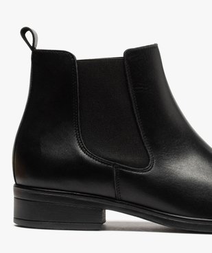 Boots femme à talon plat unis en cuir style Chelsea vue6 - VALENTINA BALDANO - GEMO