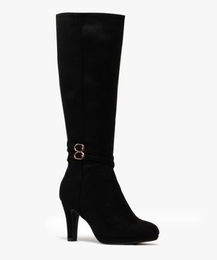 Bottes femme à talon fin en suédine avec zip et brides fantaisie vue2 - GEMO 4G FEMME - GEMO