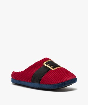 Chaussons homme mules en velours Père Noël vue2 - GEMO(HOMWR HOM) - GEMO