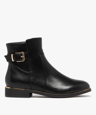 Bottines femme à zip avec semelle à liseré doré bout amande vue1 - GEMO (CASUAL) - GEMO