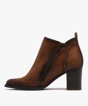 Bottines femme à talon et en suédine avec liserés en perles métallisées vue4 - GEMO(URBAIN) - GEMO