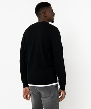 Pull en coton homme avec maille fantaisie sur l’avant vue3 - GEMO (HOMME) - GEMO