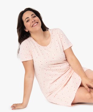 Chemise de nuit à manches courtes avec motifs femme grande taille vue1 - GEMO 4G FEMME - GEMO