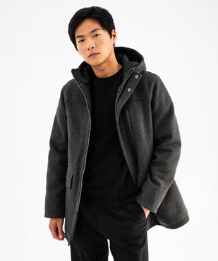 Manteau à capuche duffle-coat en matière douce homme vue1 - GEMO (HOMME) - GEMO