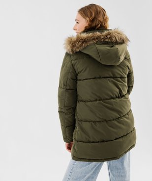 Manteau matelassé à capuche en fourrure imitation femme vue3 - GEMO 4G FEMME - GEMO