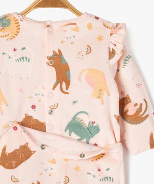 Pyjama en velours avec volants et motifs chats bébé fille vue3 - GEMO 4G BEBE - GEMO