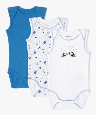 Body bébé sans manches imprimé (lot de 3) vue1 - NOGASPI - GEMO