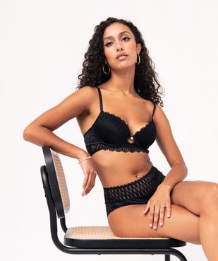 Culotte taille haute avec finitions dentelle femme vue5 - GEMO(HOMWR FEM) - GEMO