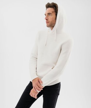 Pull à capuche en maille fantaisie homme vue4 - GEMO (HOMME) - GEMO